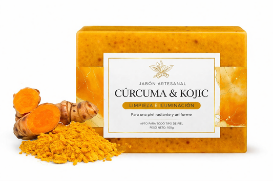 Jabón Artesanal Cúrcuma & Kojic | Aclara Manchas y Brillo Natural